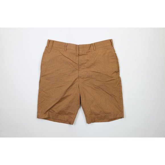 Vintage 60s Streetwear 32 Flat Front Striped Permanent Press Chino Shorts USA